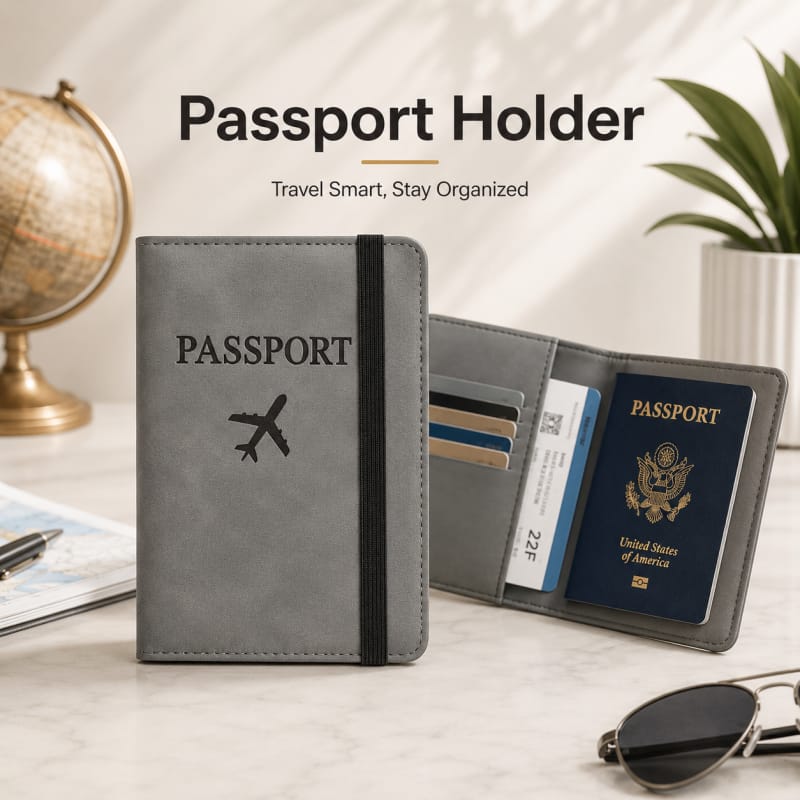 PU Leather Passport Holder and Travel Wallet – Multi Card Organizer with Cash Pocket for Men & Women — view 2