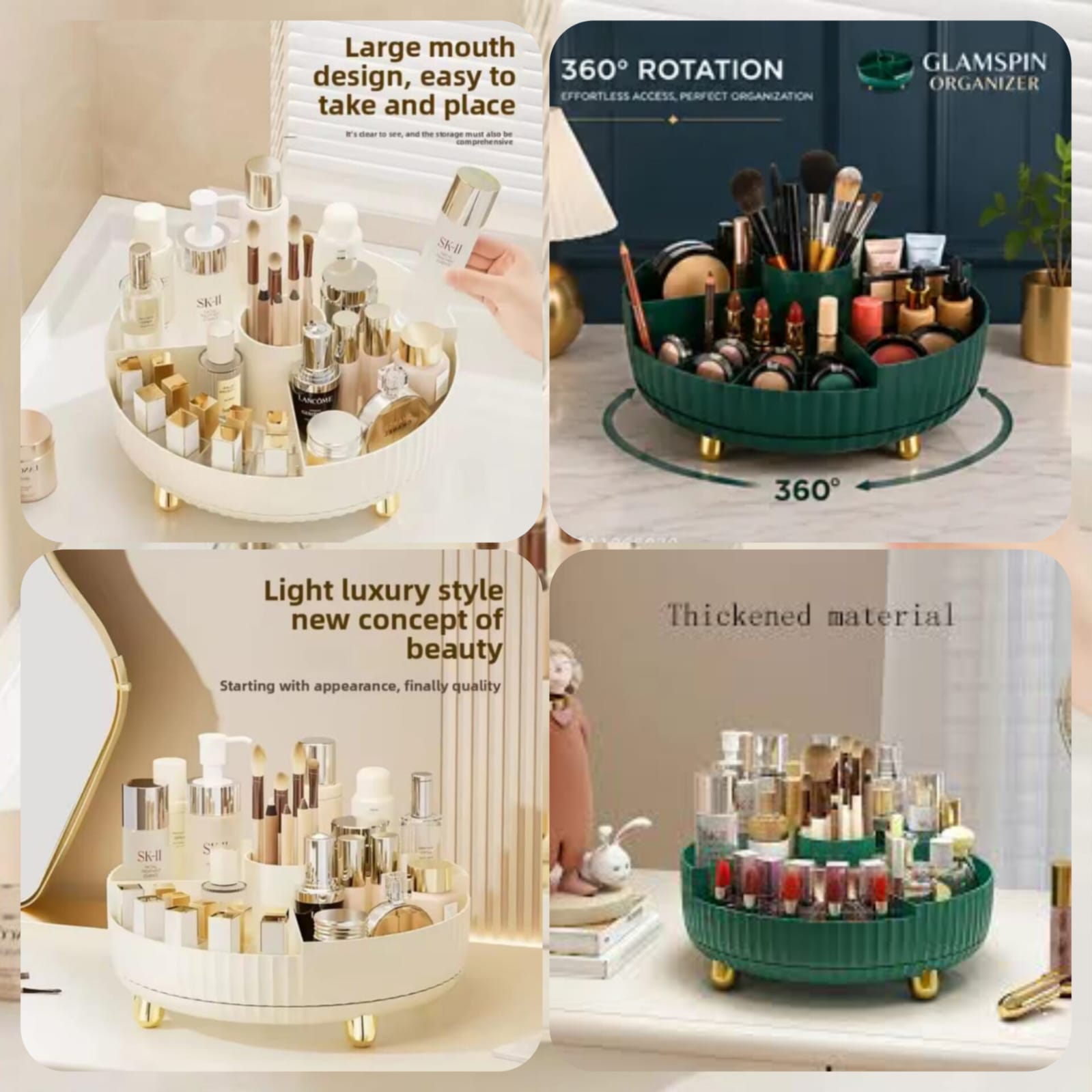 360° Rotating Luxury Cosmetic Partition Organizer Tray — view 1