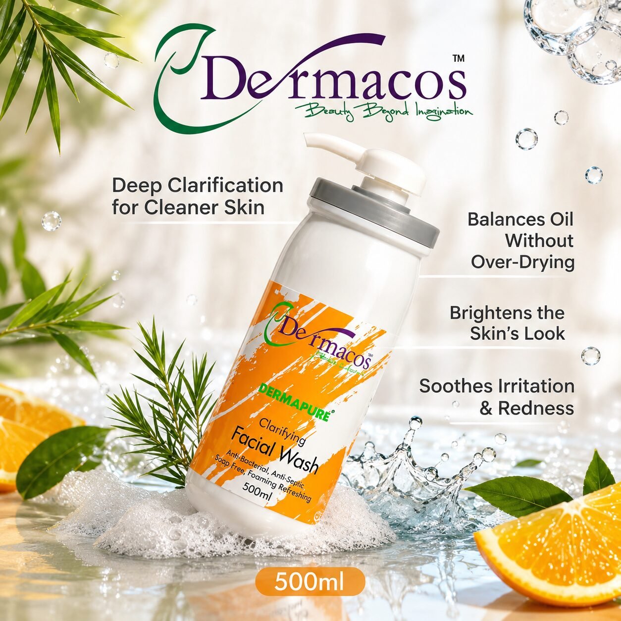 Dermacos Clarifying Facial Wash (500ml) — view 1