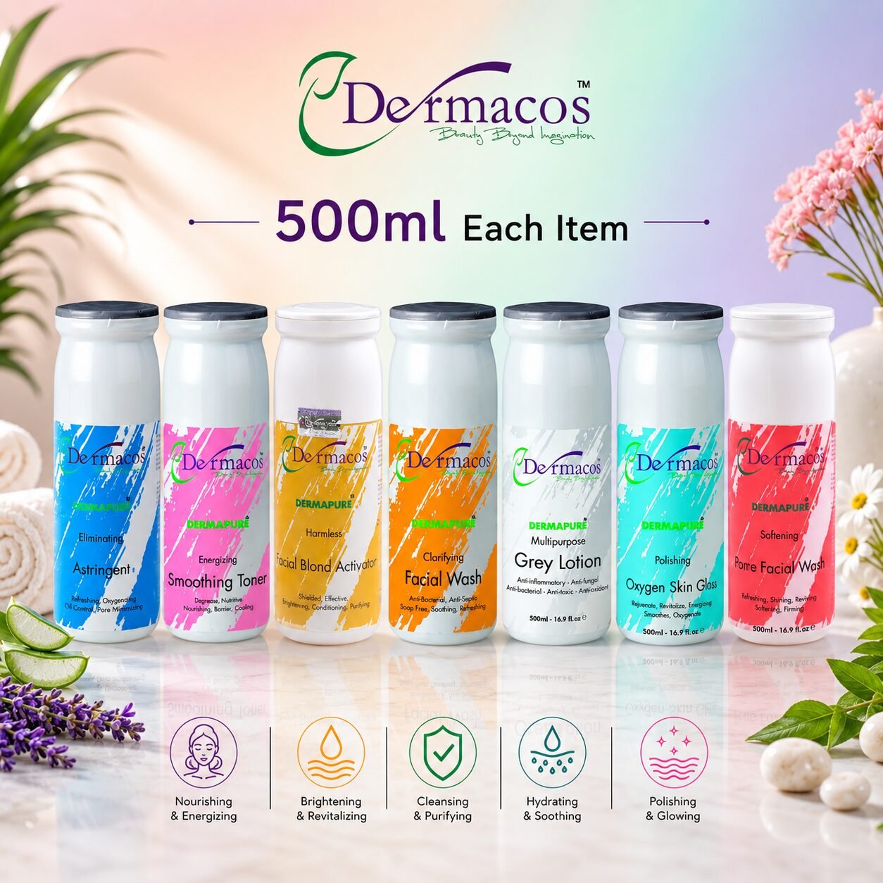 Dermacos Complete Facial Tubes Combination-2 (500ml Each) Pack of 7 — view 1