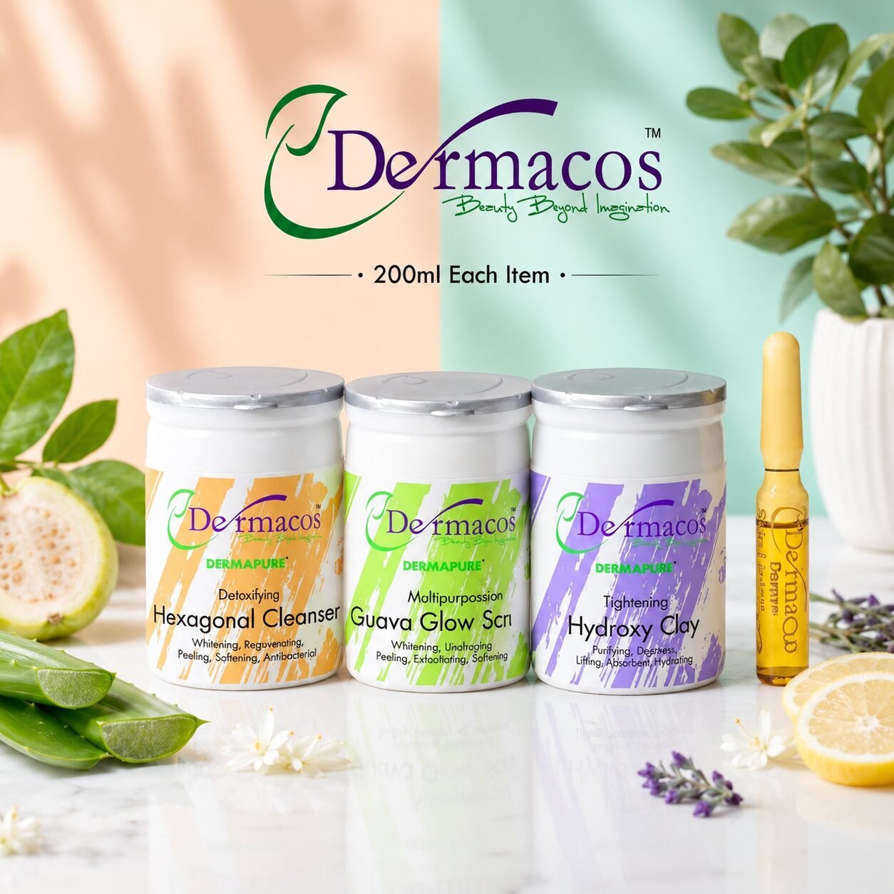 Dermacos Crystal Clear Facial Kit (200gm Each) Pack of 3 + FREE Skin Lightning Ampoule (2ml) — view 1