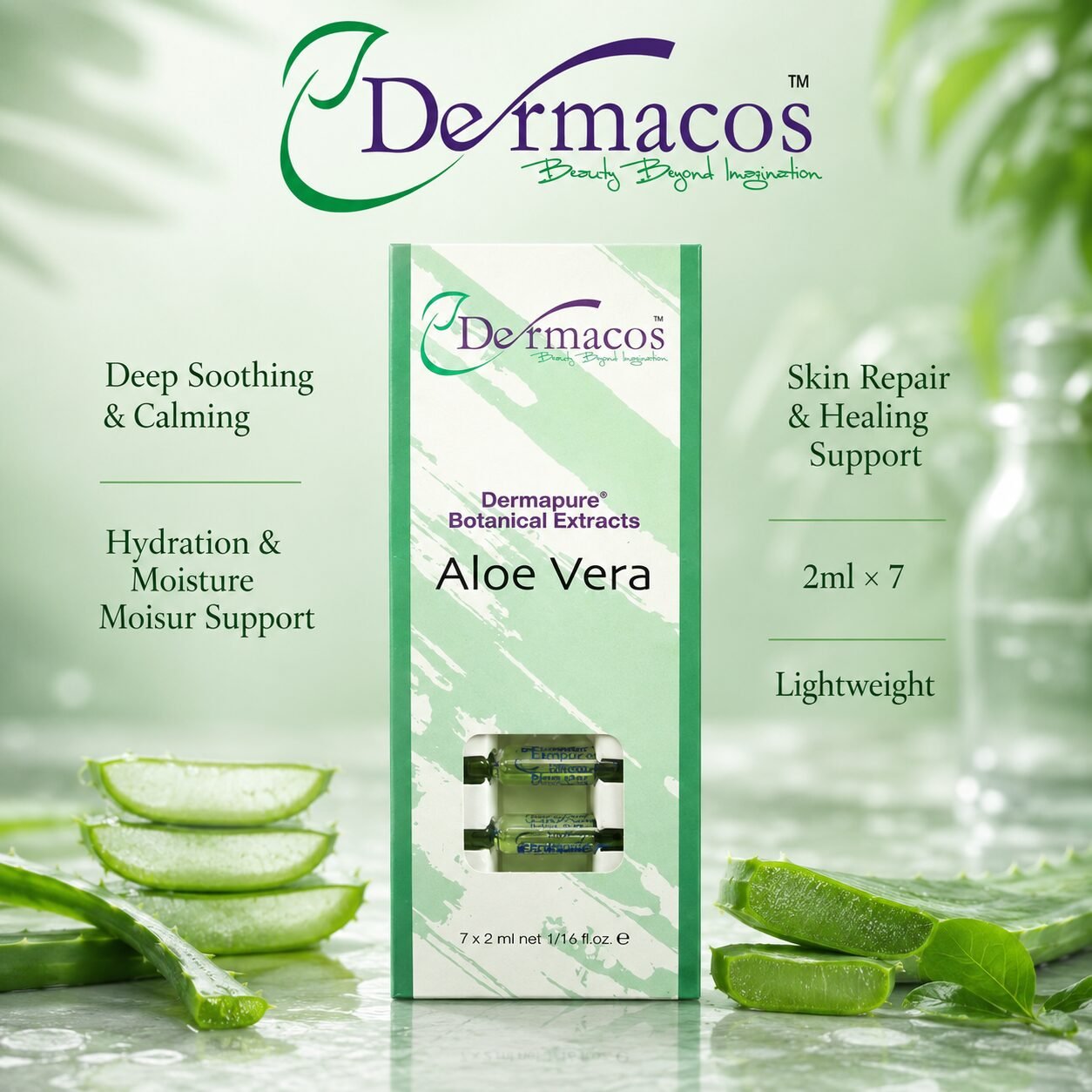 Dermacos Dermapure Aloe Vera Extract Ampoule (2ml) Pack of 7 — view 1