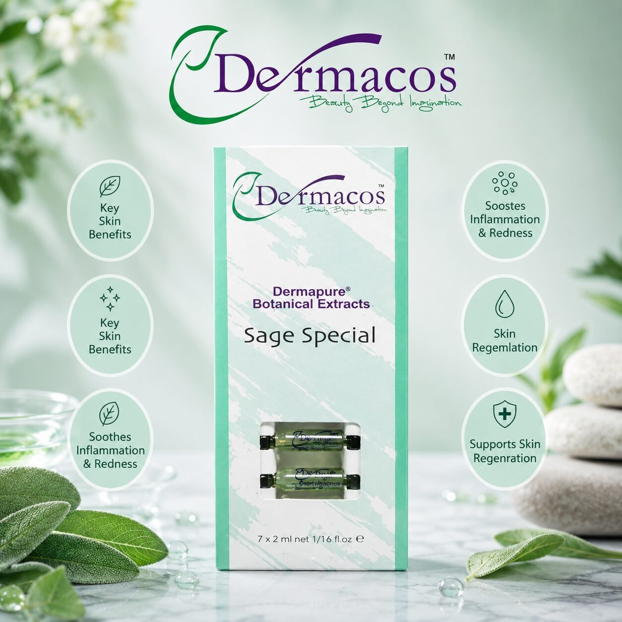 Dermacos Dermapure Botanical Sage Special Ampoule (2ml) Pack of 7 — view 1