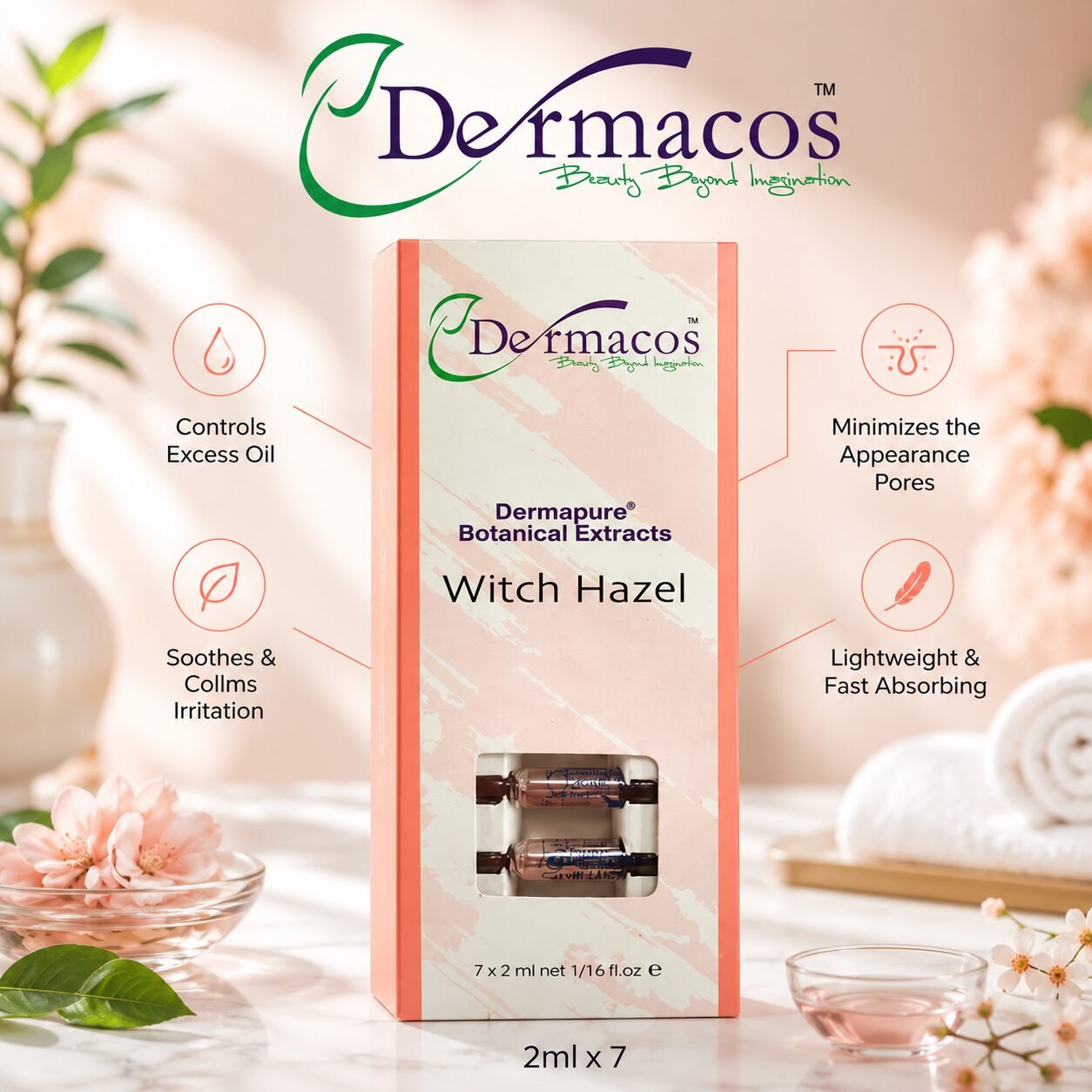 Dermacos Dermapure Witch Hazel Ampoule (2ml) Pack of 7 — view 1