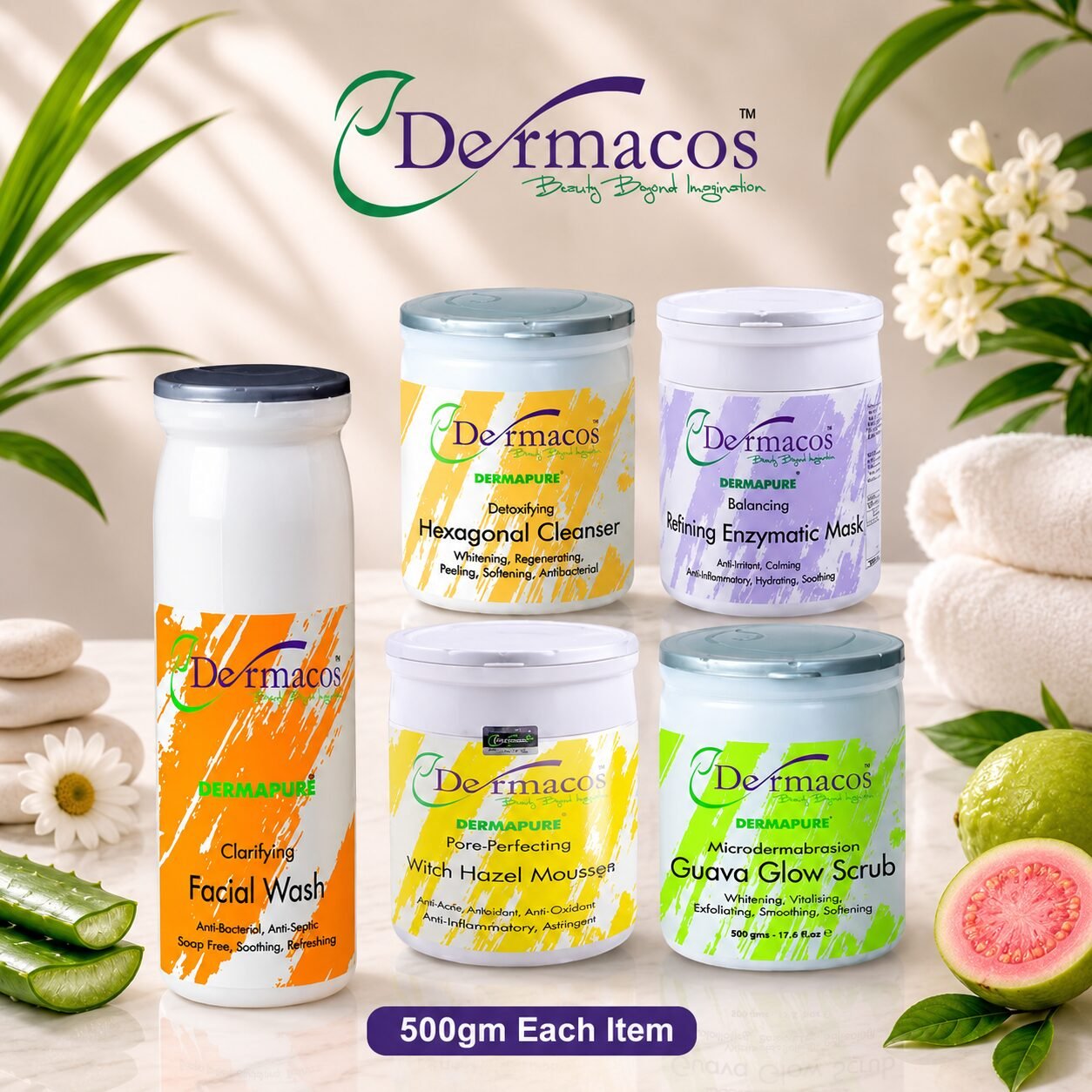 Dermacos Facial Kit Combination-4 (500ml Each) Pack of 5 — view 1