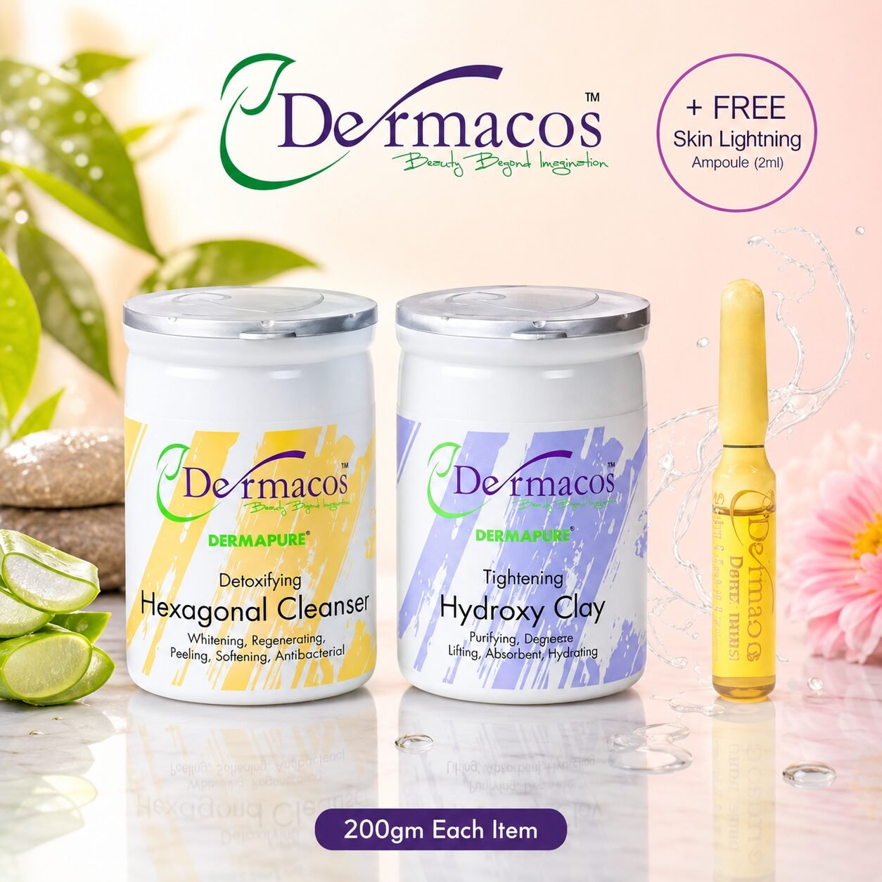 Dermacos Instant Bright Pro Facial Kit (200gm Each) Pack of 2 + FREE Skin Lightning Ampoule (2ml) — view 1