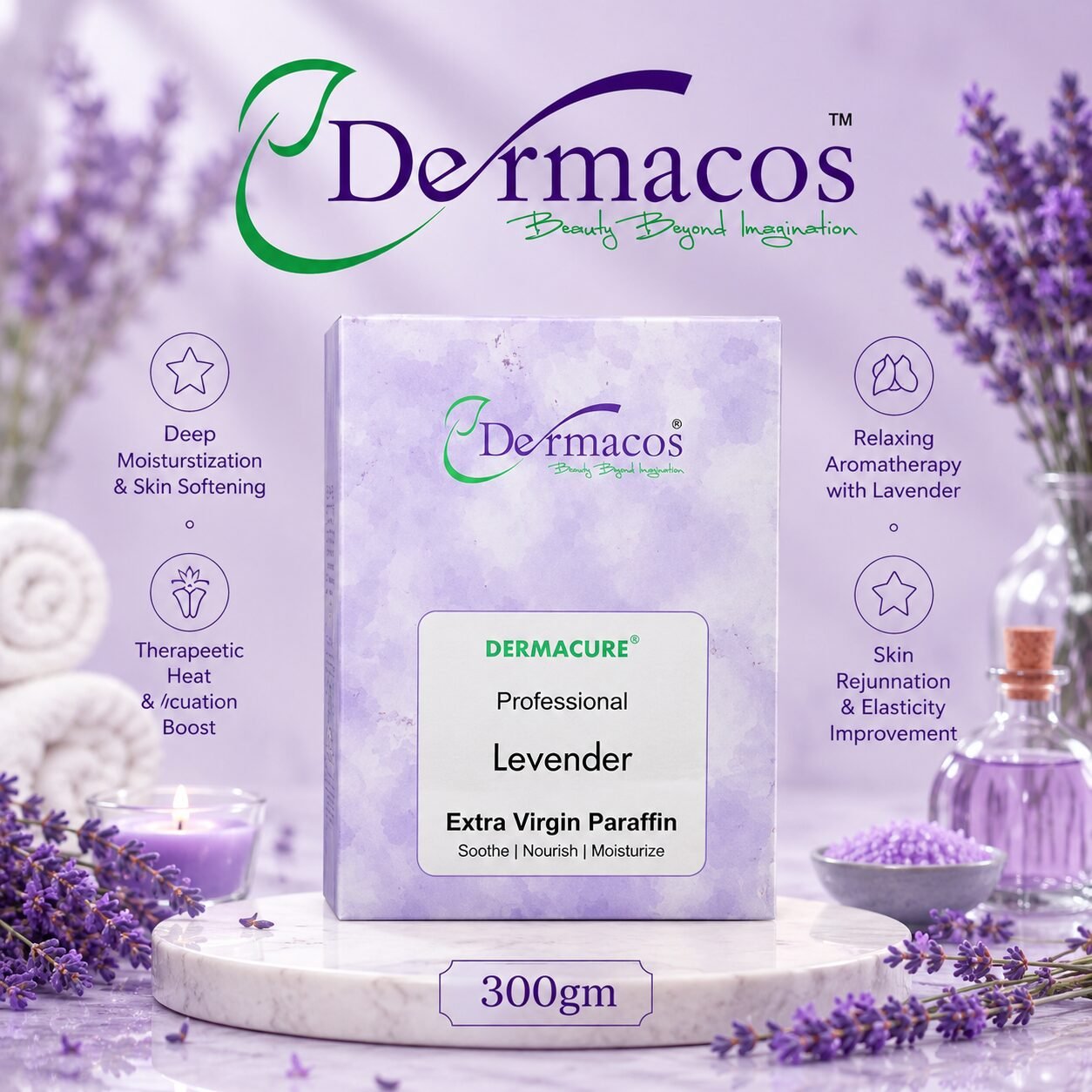Dermacos Lavender Extra Virgin Paraffin Wax (300gm) — view 1