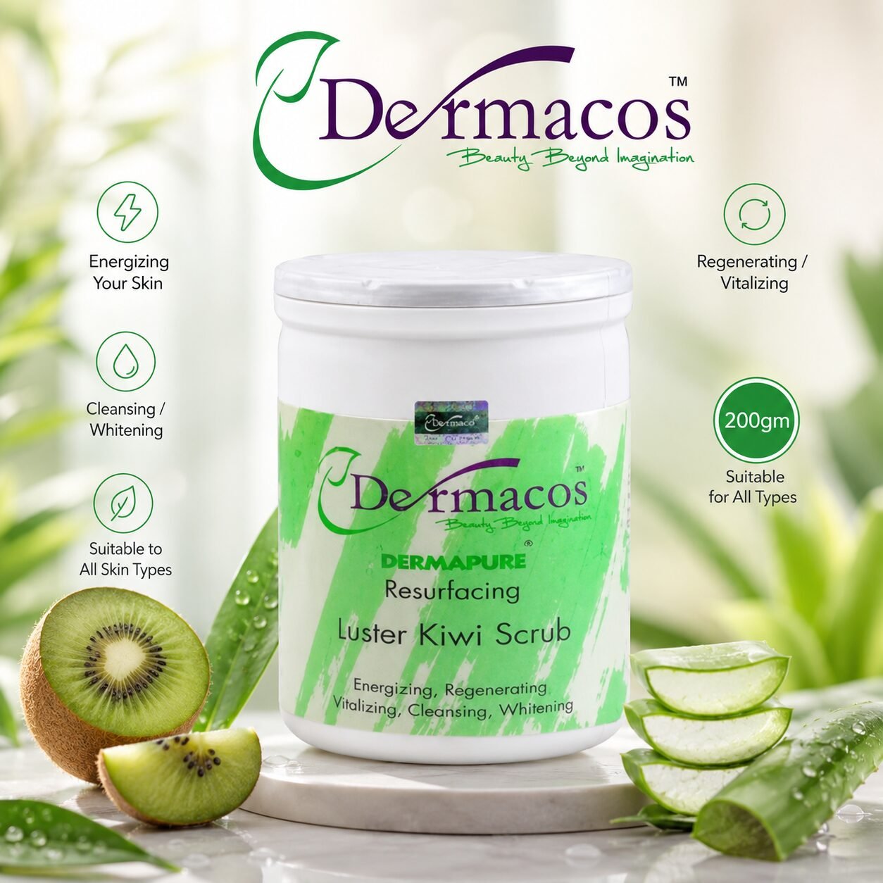 Dermacos Luster Kiwi Scrub (200gm) — view 1