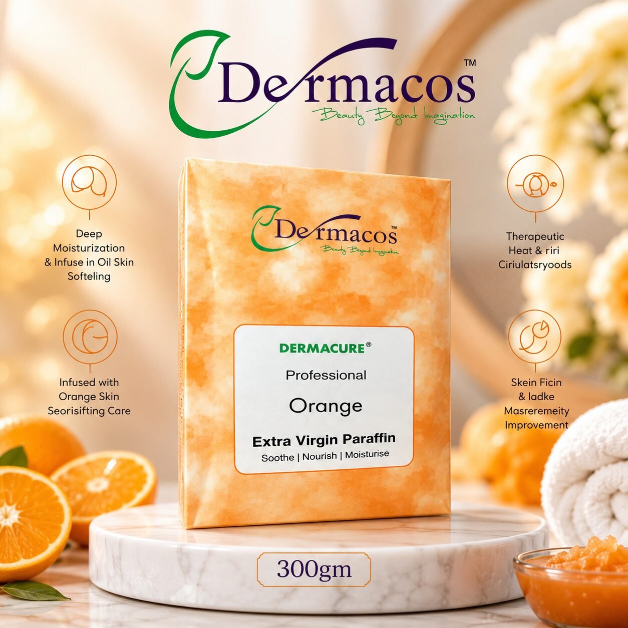 Dermacos Orange Extra Virgin Paraffin Wax (300gm) — view 1