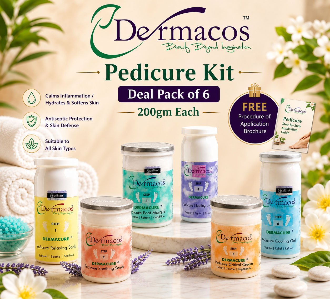 Dermacos Pedicure Kit (200ml Each) Pack of 6 — view 1