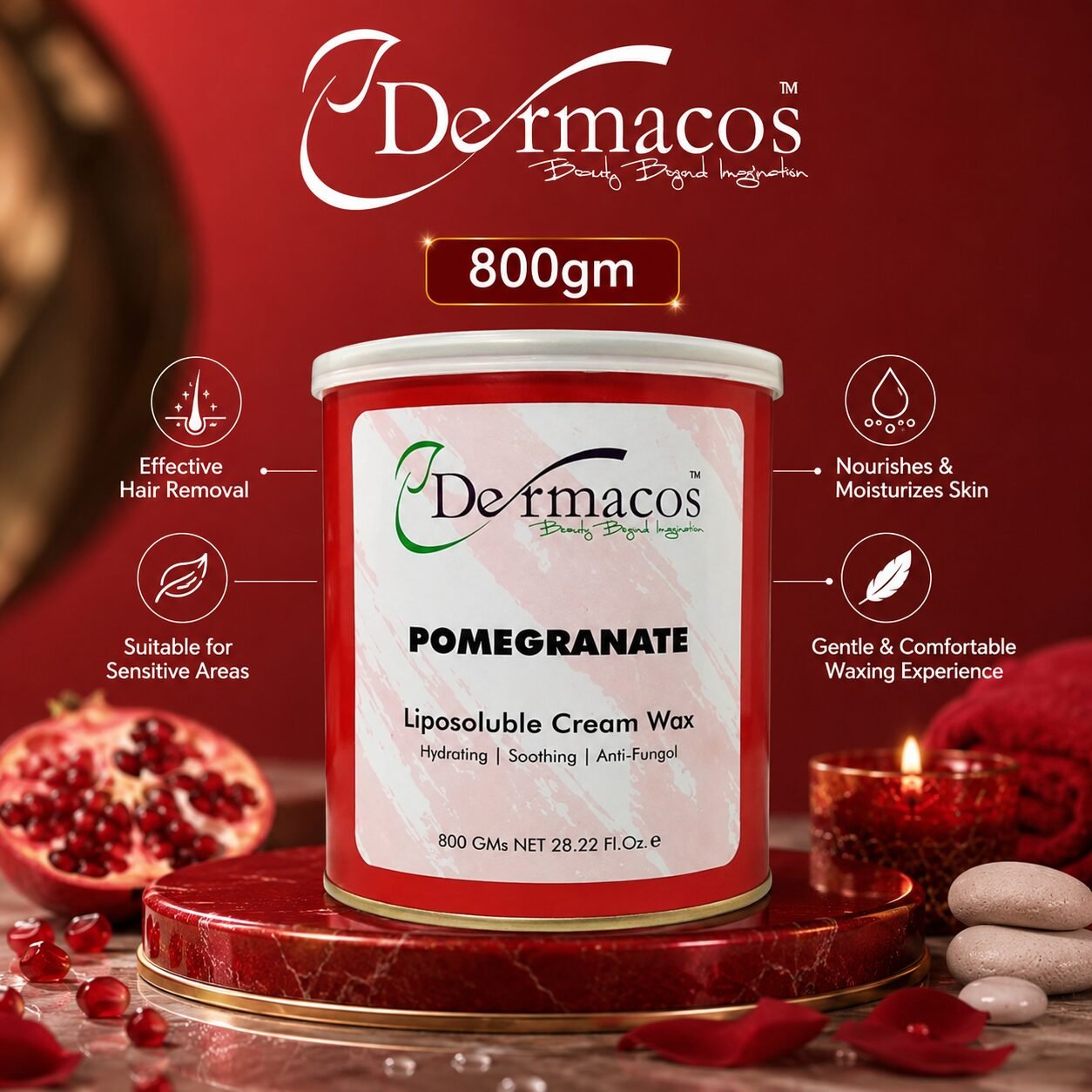 Dermacos Pomegranate Liposoluble Cream Wax (800gm) — view 1