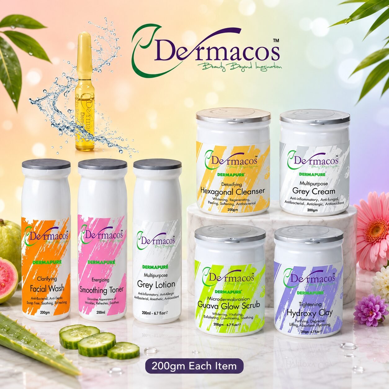 Dermacos Radiance Revealed Facial Kit (200gm Each) Pack of 7 + FREE Skin Lightning Ampoule (2ml) — view 1