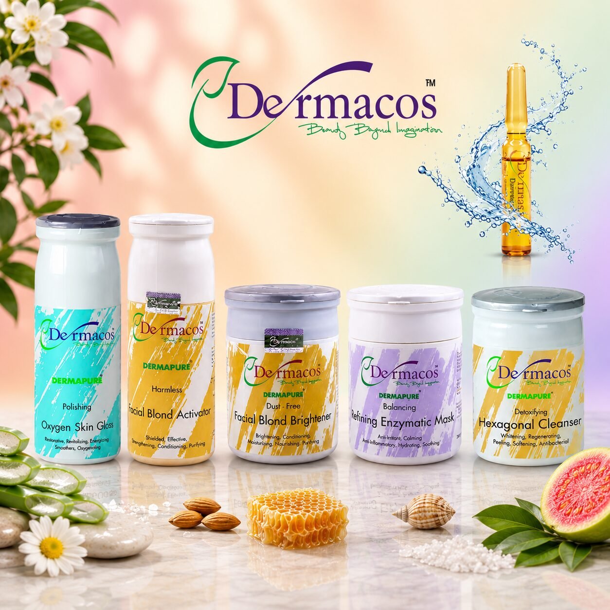 Dermacos Radiant Glow Facial Kit (200ml Each) Pack of 5 + FREE Skin Lightning Ampoule (2ml) — view 1