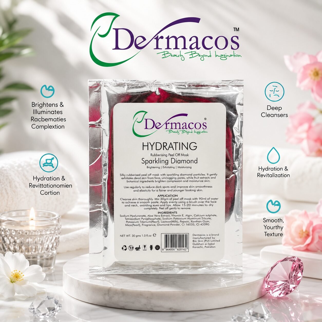 Dermacos Rubberizing Peel-Off Mask Sparkling Diamond (30gm) — view 1