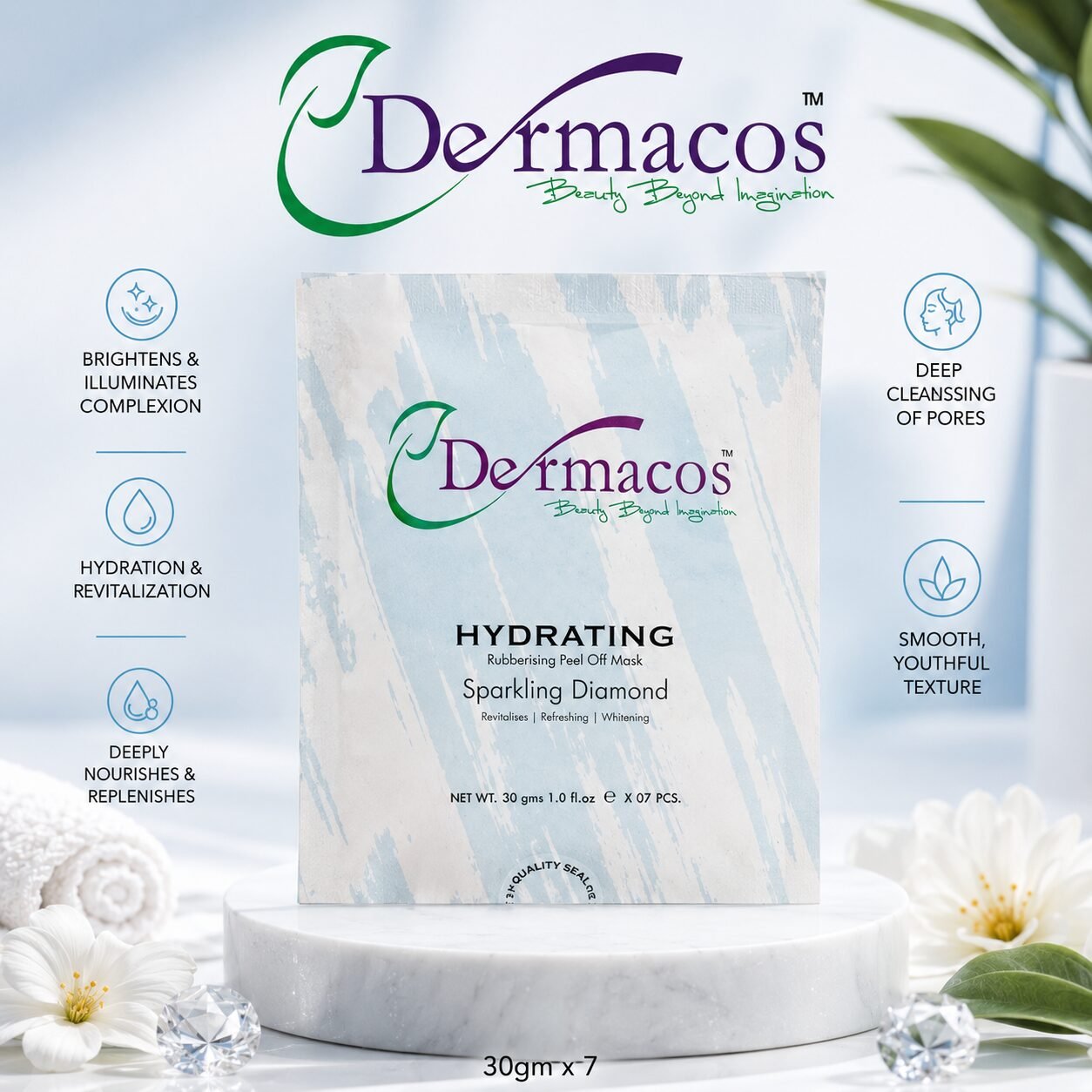 Dermacos Rubberizing Peel-Off Mask Sparkling Diamond (30gm) Pack of 7 — view 1