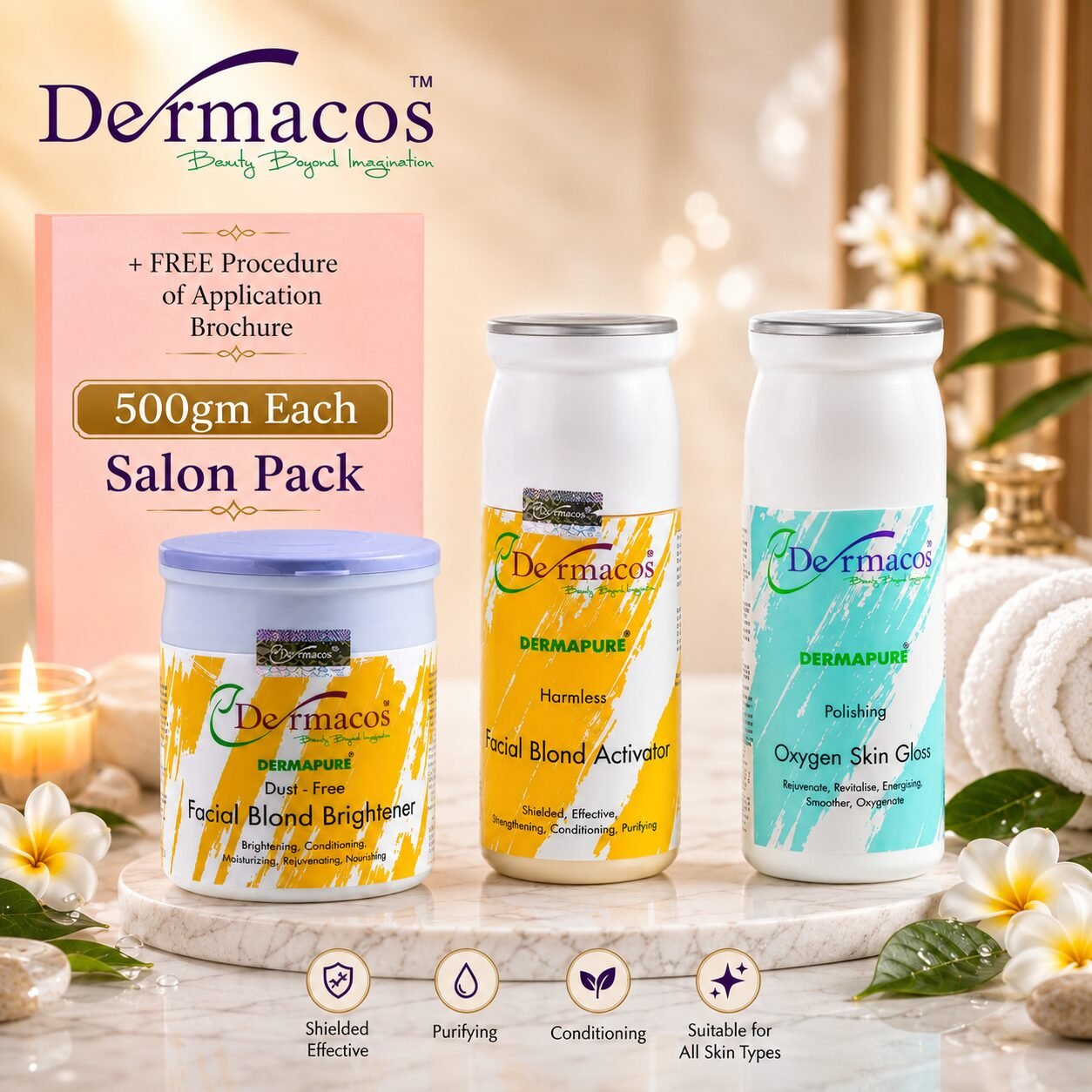 Dermacos Skin Glowing & Brightening Skin Polish Kit Salon Pack (500ml Each) — view 1