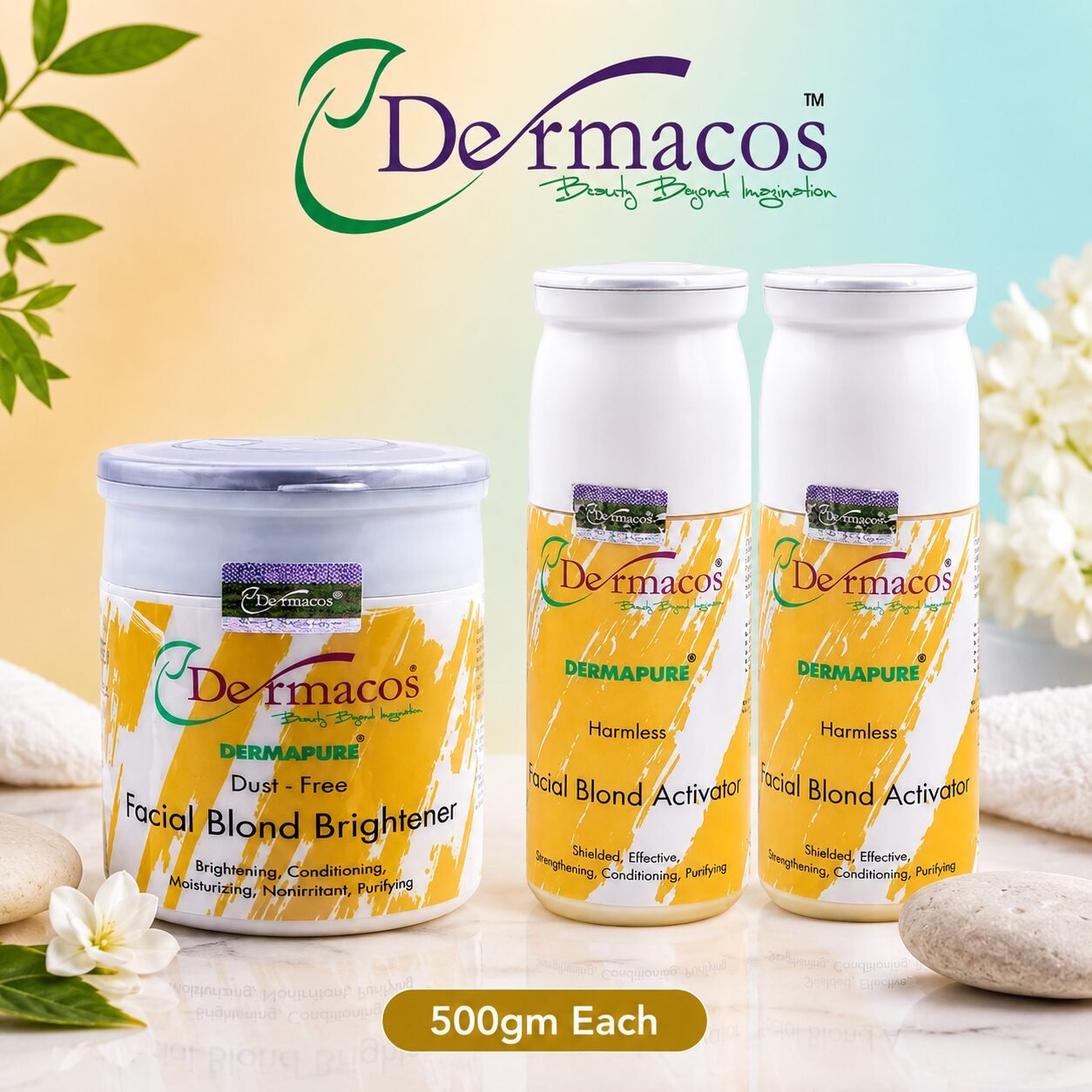 Dermacos Skin Polish Kit Salon Pack (2 Activators & 1 Brightener) 500ml Each — view 1