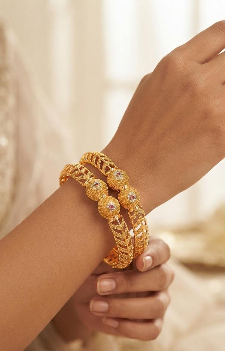 Gold Plated 2 Pieces Bangles — view 5