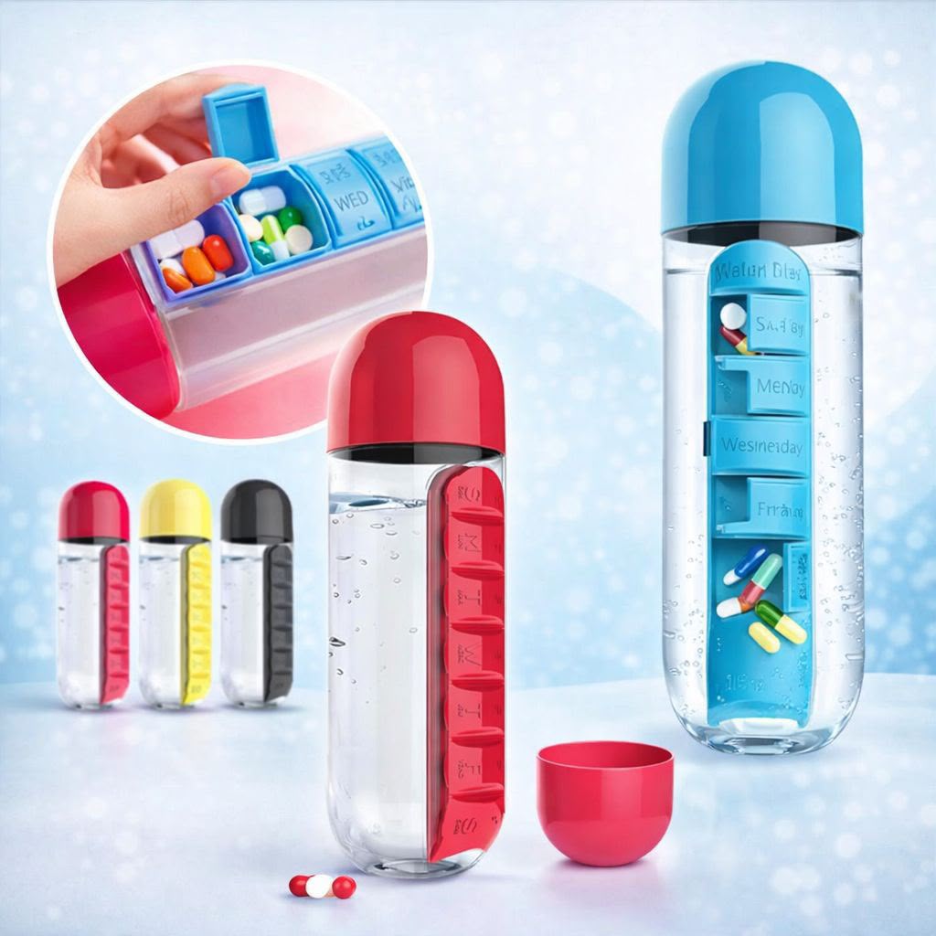 Pill Organizer Water Bottle — view 1