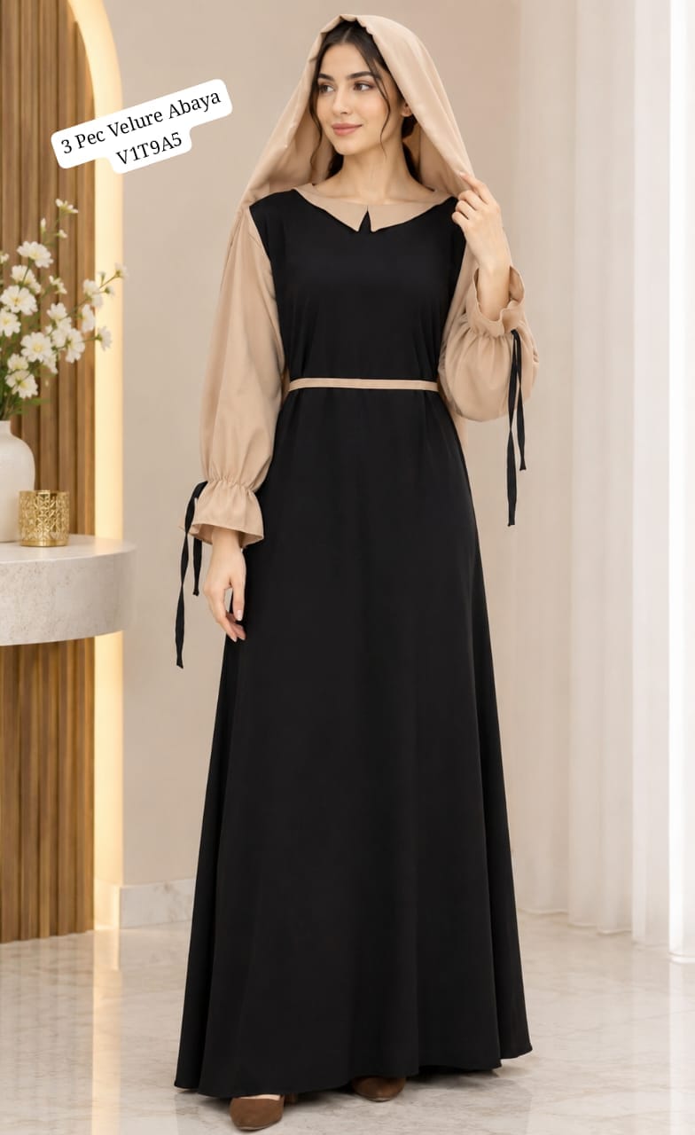 The Trendsetter 3 Piece Velure Abaya — view 1
