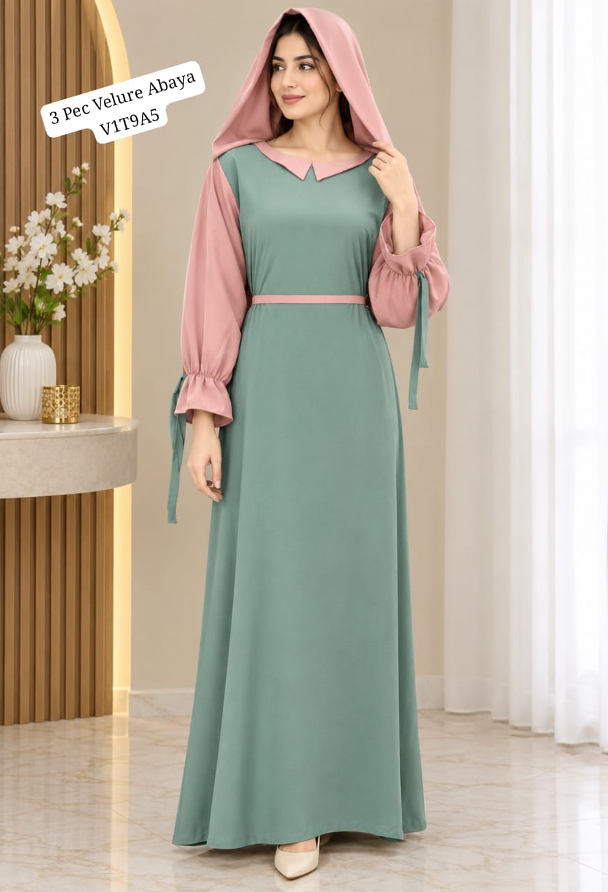 The Trendsetter 3 Piece Velure Abaya — view 6