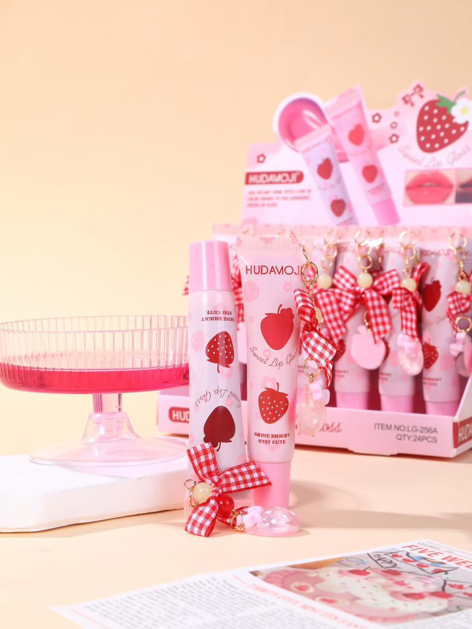 Hudamoji Sweet Strawberry Lip Gloss (6pcs Set) — view 2
