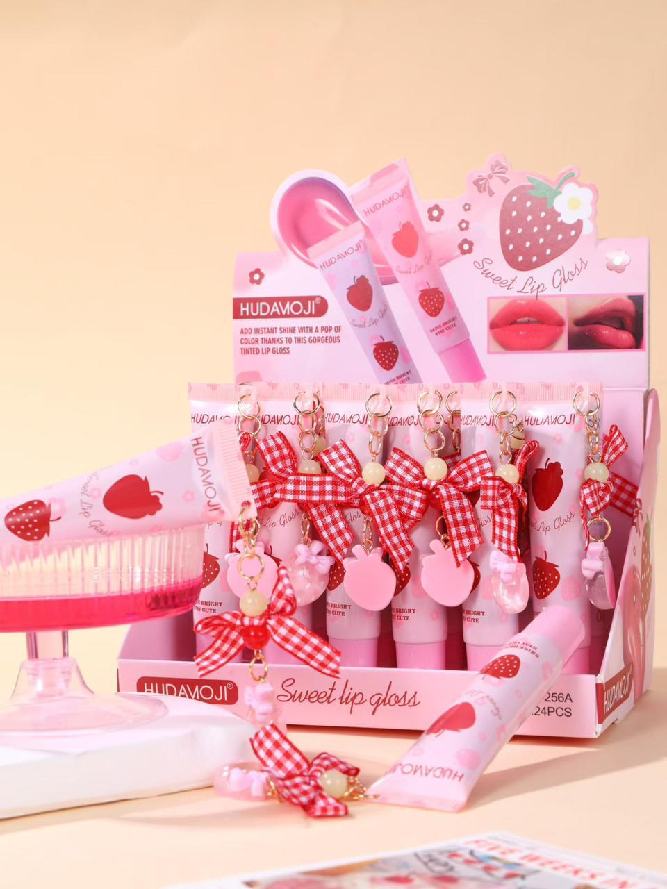 Hudamoji Sweet Strawberry Lip Gloss (6pcs Set) — view 3