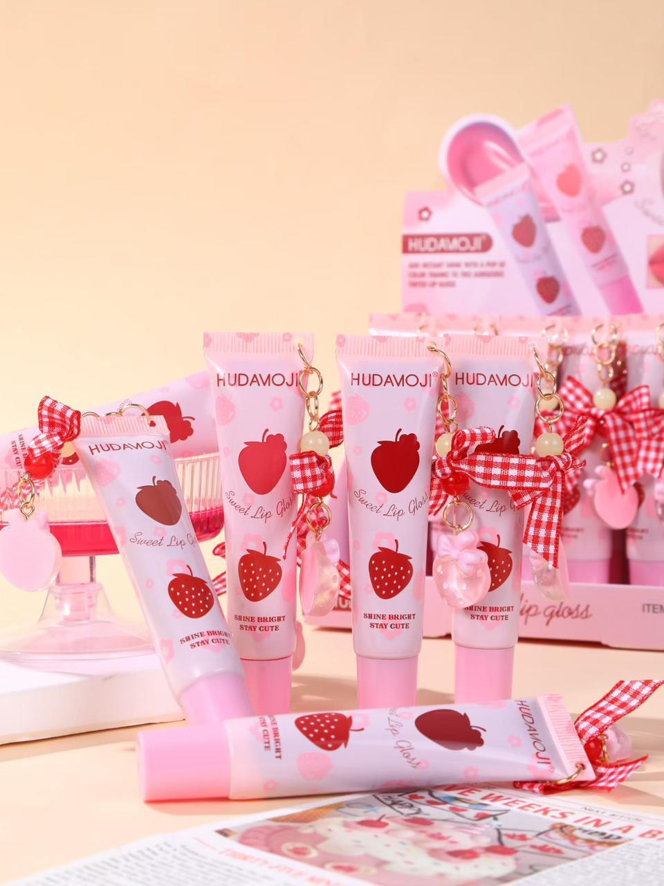Hudamoji Sweet Strawberry Lip Gloss (6pcs Set) — view 5