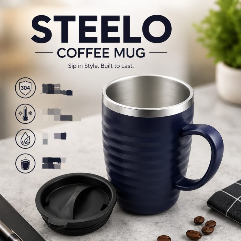 Steelo Stainless Steel Coffee Mug with Cap 400ml — view 4