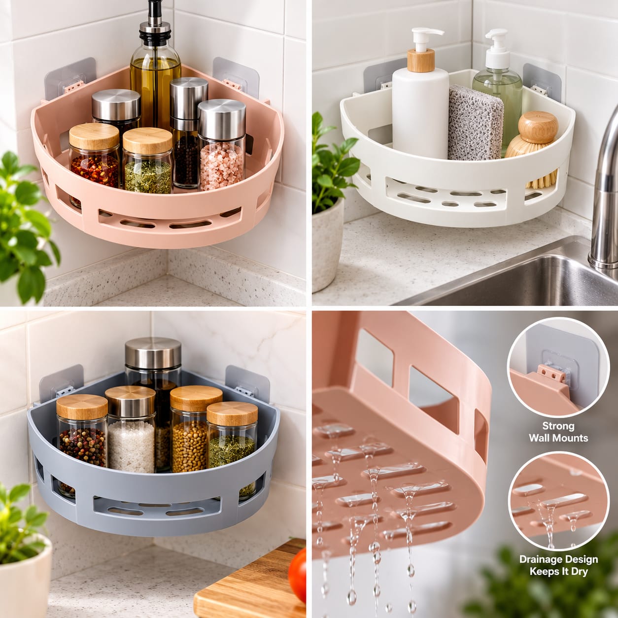Wall Mount Triangle Corner Shelf Basket — view 1