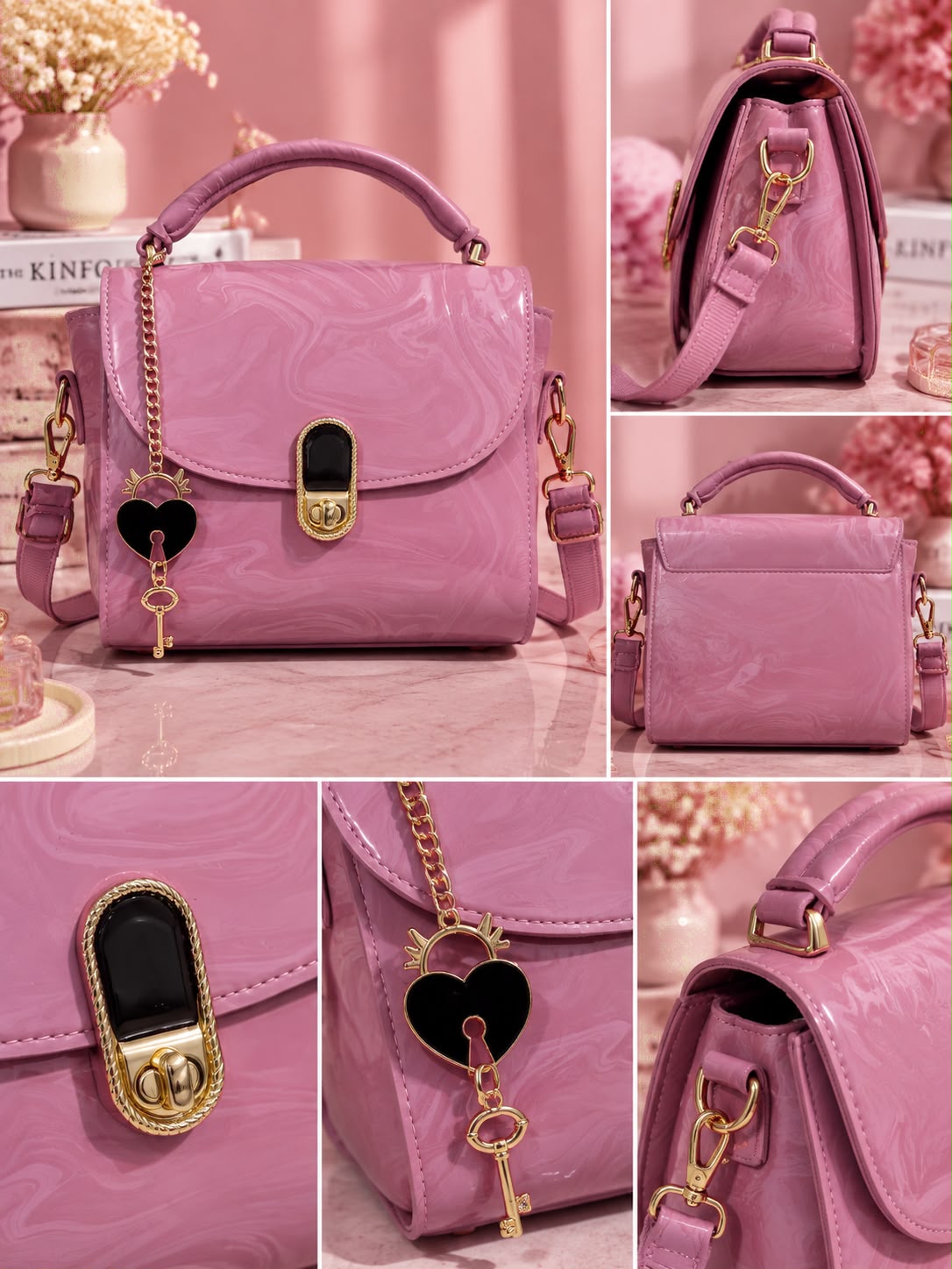 Cross Body Bag with Heart Keychain for Girls — view 10