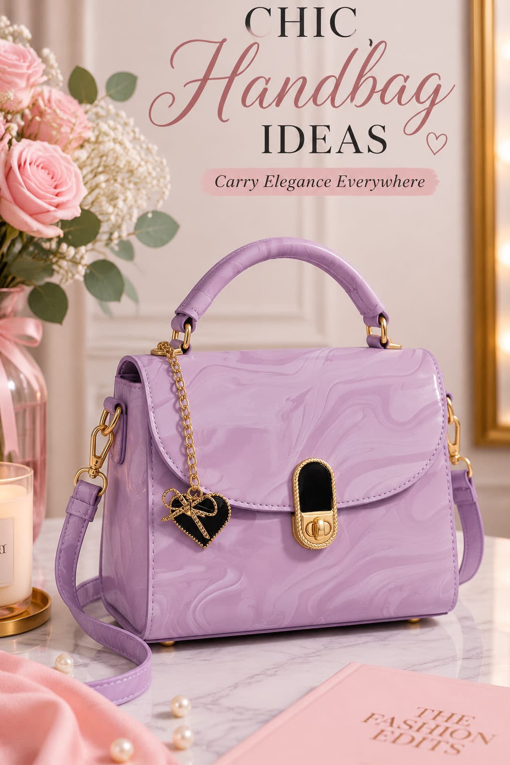 Cross Body Bag with Heart Keychain for Girls — view 2