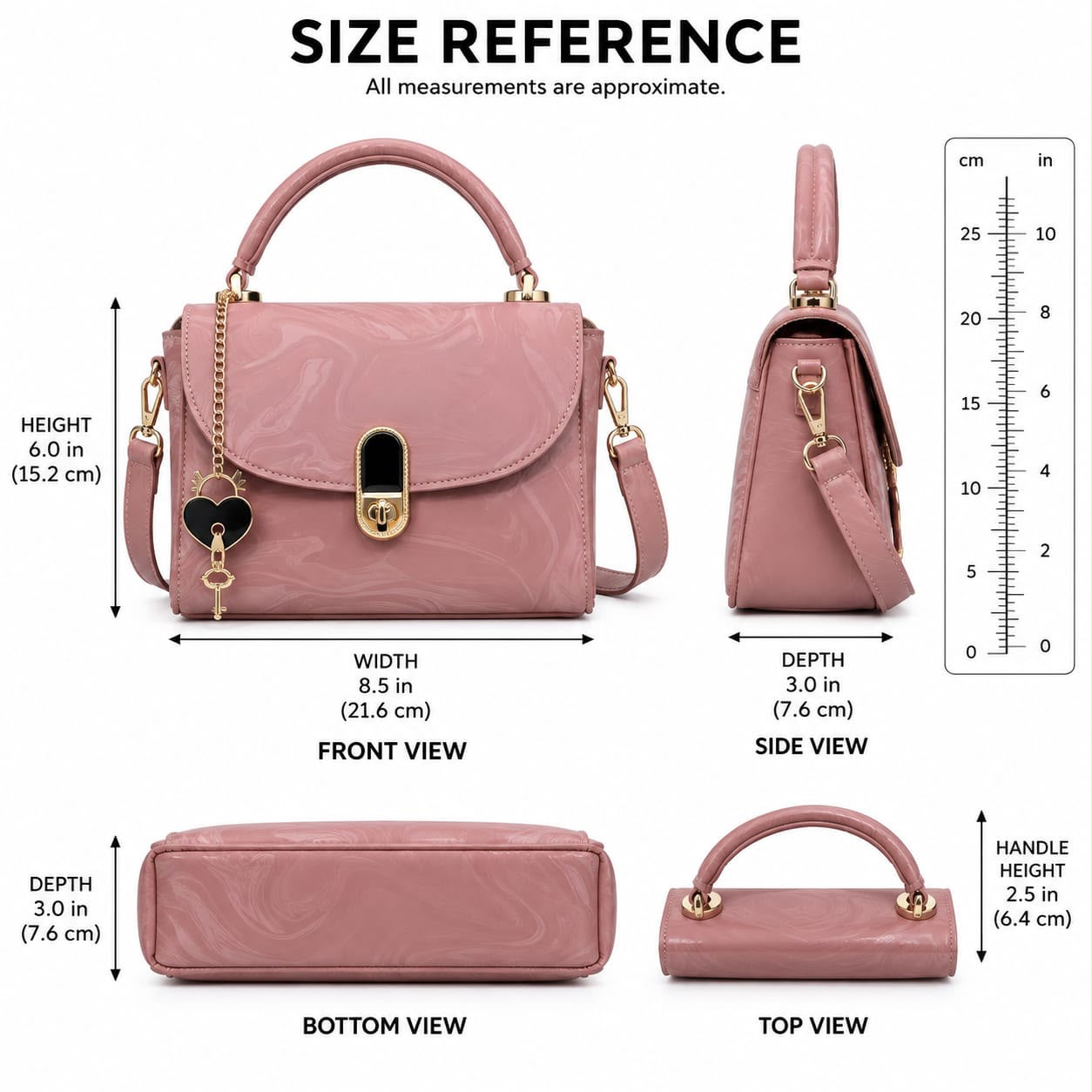 Cross Body Bag with Heart Keychain for Girls — view 9