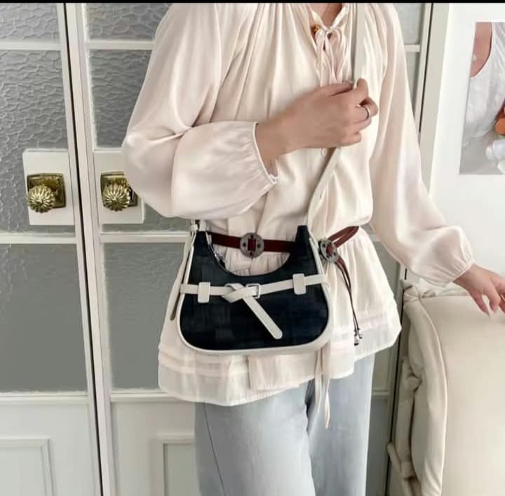 Imported Shoulder Bag with Cherry Keychain & Dust Bag — view 3