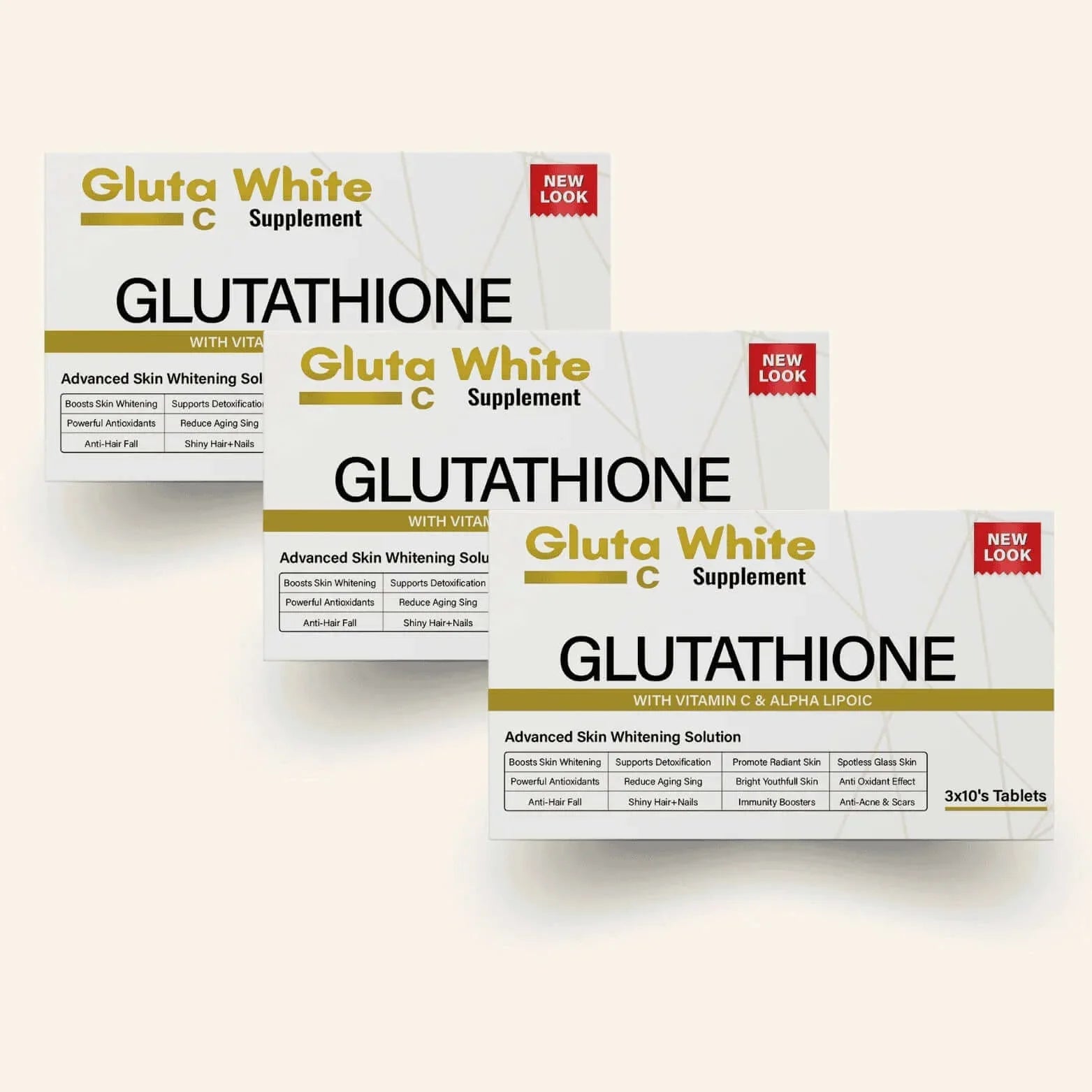 Gluta White Glutathione + Vitamin C tablets (3 Months Course) — view 1
